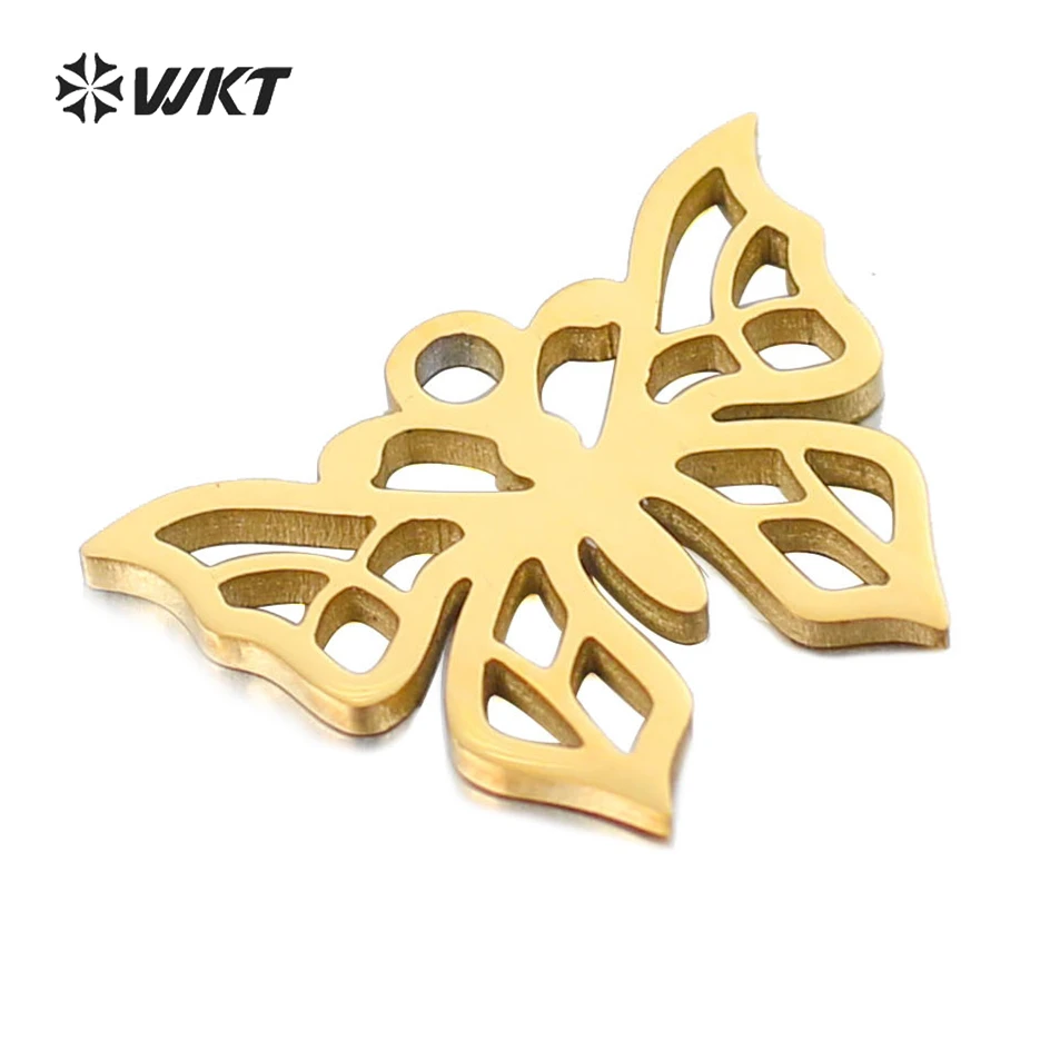 WT-SSP022 New Arrival Titanium Steel Vivid Butterfly Shape Pendant Stainless Steel Gold Plated Necklace Pendant