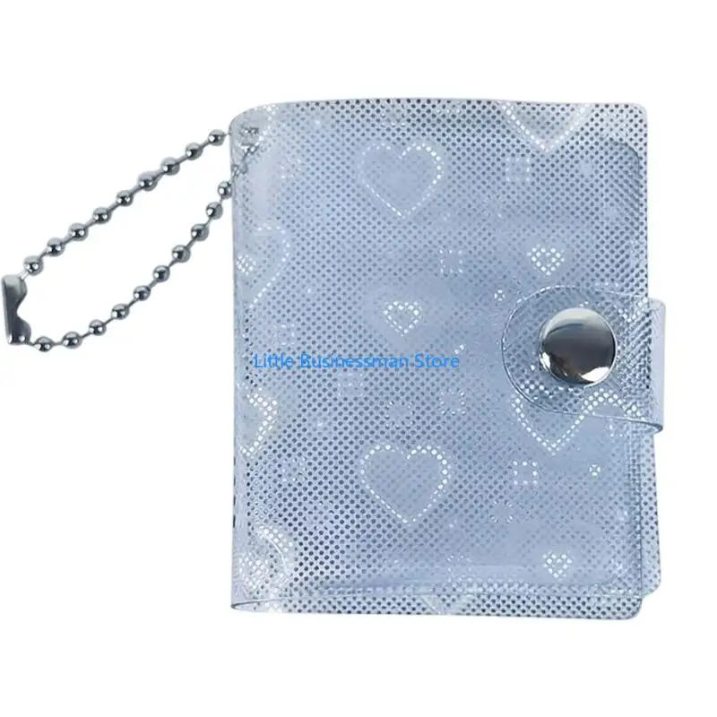 Clear Transparent PVC Card Display Album Mini Photo Storage Album with Closure, Carry Chain and 20 Inner Pages for M76A