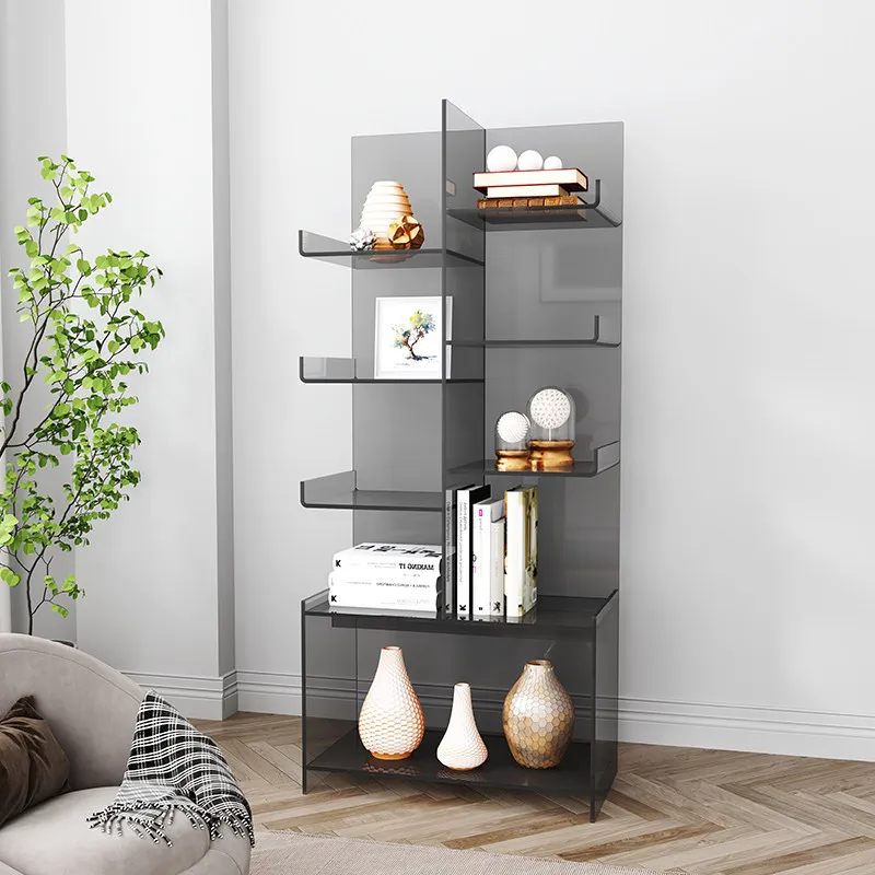 Acrylic modern rust-proof 9-layer floor trapezoidal bookshelf jewelry storage display cabinet living room furniture