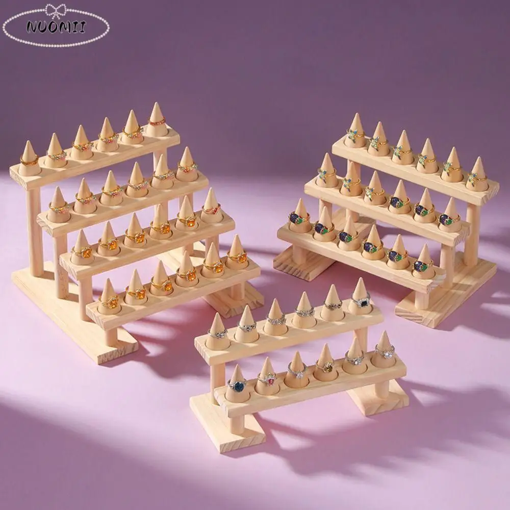 

Многослойная подставка для конусного кольца, браслеты, органайзер для ожерелья, деревянные кольца, держатель для дисплея, экономия места, современный