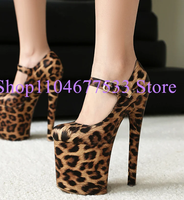 

Sexy 20cm Super High Heel Lady Pumps Shoes Fashion Leopard Platform Woman Night Club Shoes Female Dress Party Slingle Shoes