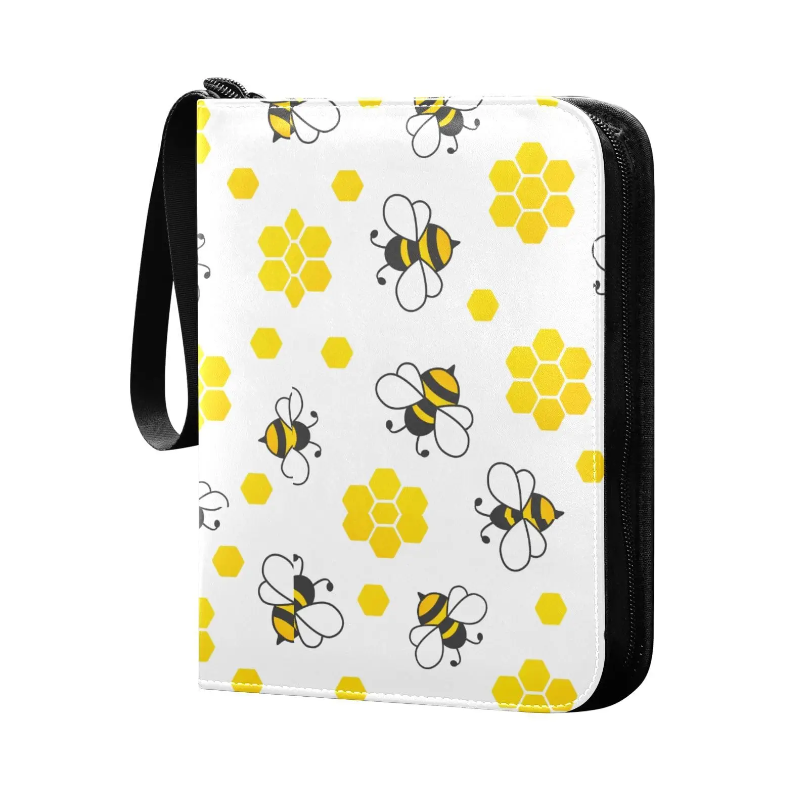 Honey Bee Card Binder 4 Pocket Cards Binder, 400 Double Sided Pocket Album for Sport Game Cards, Unique Card Collection Storage