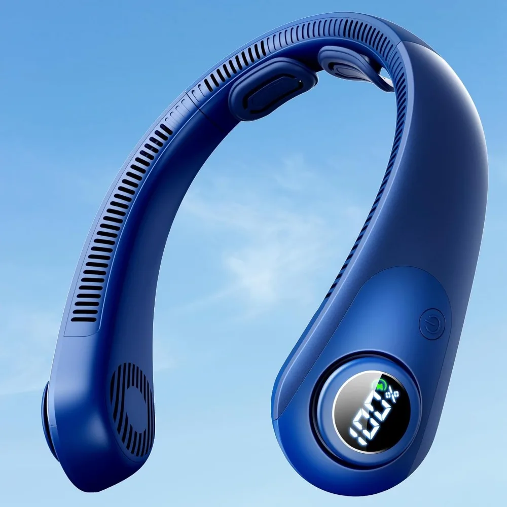 

Портативный вентилятор для шеи с LED-дисплеем, 5 скоростей, легкий, перезаряжаемый, для путешествий и кемпинга, без использования рук