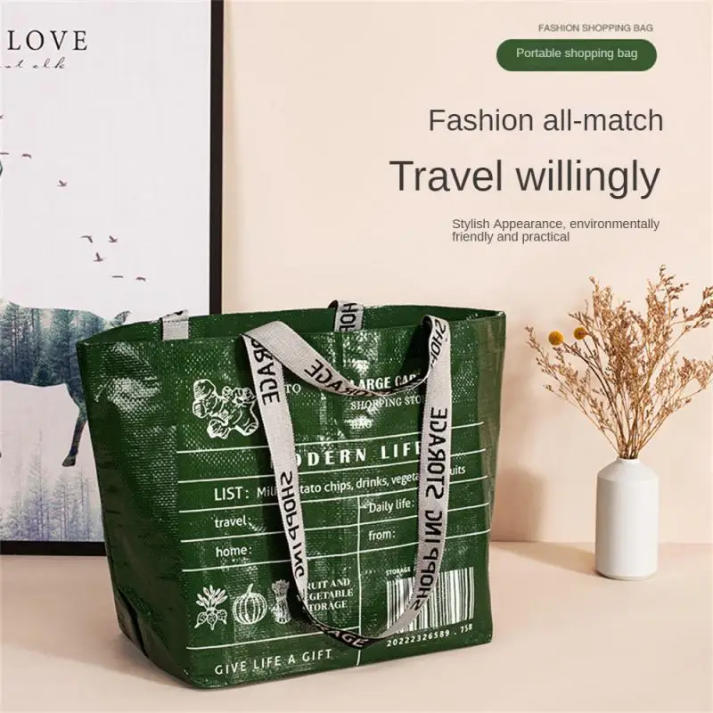 Women Large Shopping Bag Waterproof Reusable Nylon Personalized Storage Handbag Shoulder Bag Reusable Grocery Bag