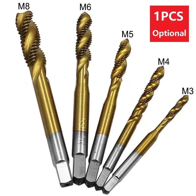 1Pc Thread Tap Drill Metric Hss Spiral Fluted Machine Screw Tap M5 M6 M8 Spiral Pointed Taps For Furniture Repair