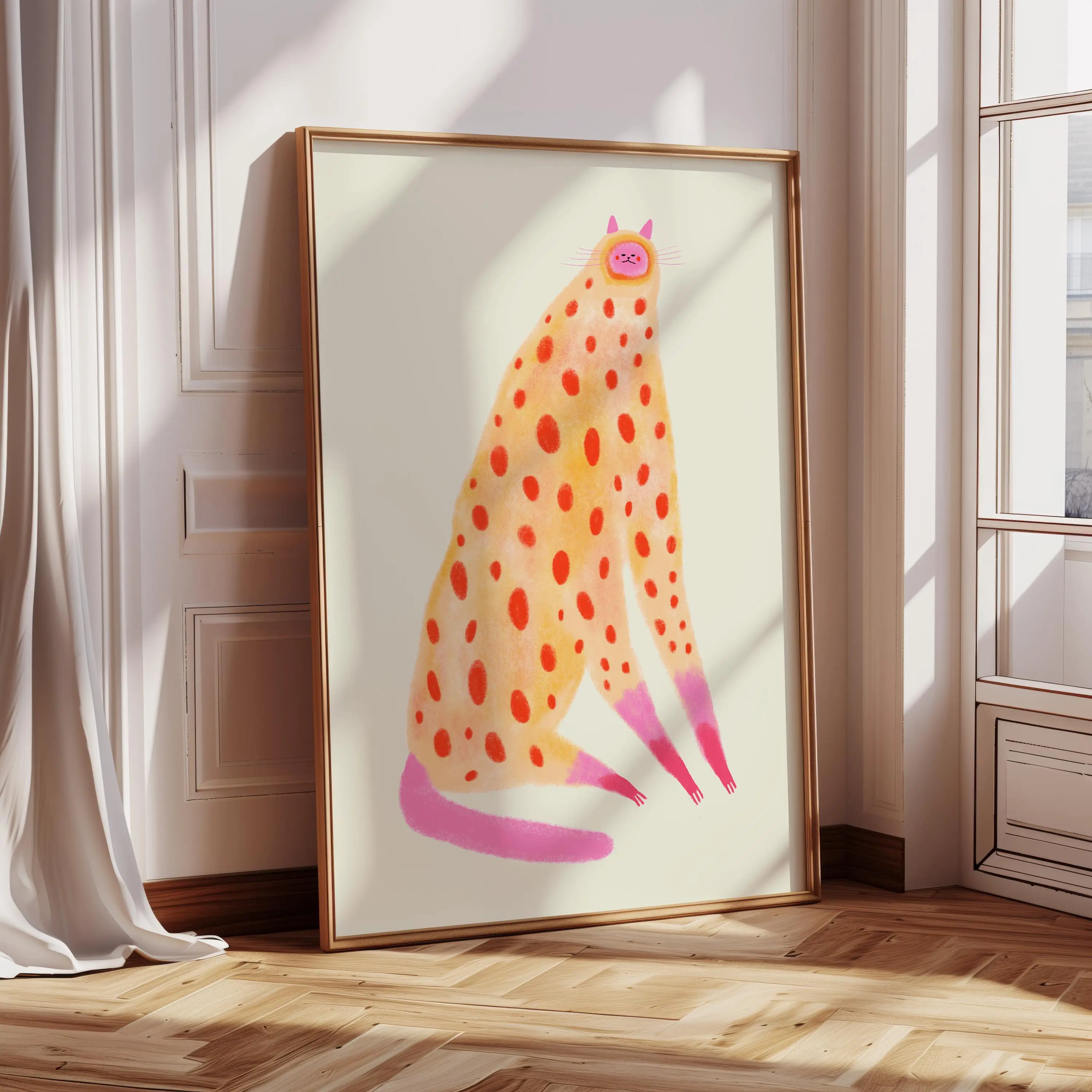 Gorgeous Cat Art Print, Home Decor, Illustration, Gift Idea for Her, Living Room, Bedroom, House Warming, Girls Wall Art