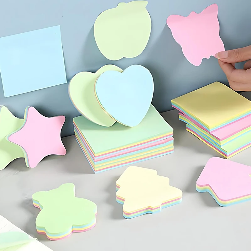 1Book Sticky Note Pads Stationery Paper Mixed Color Self-Adhesive School Office DIY Message Supplies Accessories Decorations ZYF