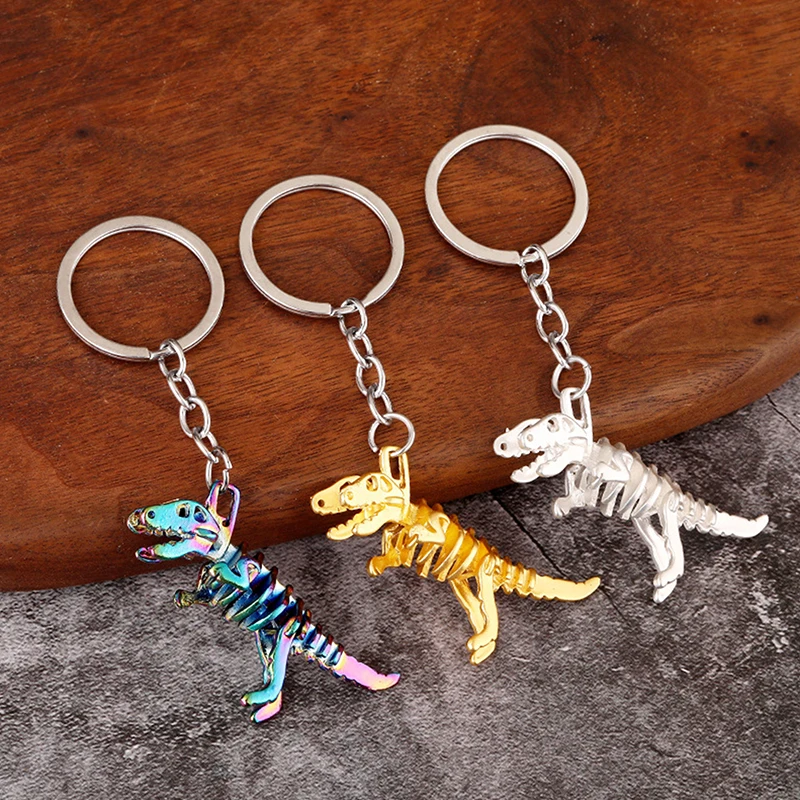 Creative Dinosaur Skeleton Keychain Chic Animal Bones Keyring For Women Man Bag Charm Car Key Ring Child Halloween Toy Gifts