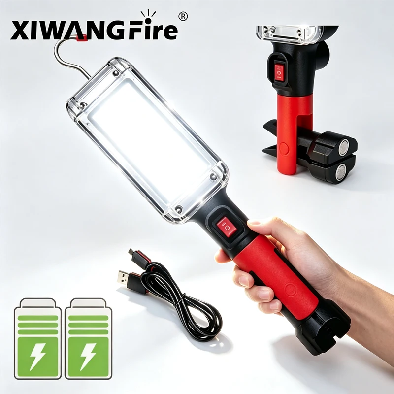 COB Floodlight Rechargeable Lamp Led Work Light Use 2*18650 Battery Led Portable Magnetic Light Hook Clip Waterproof