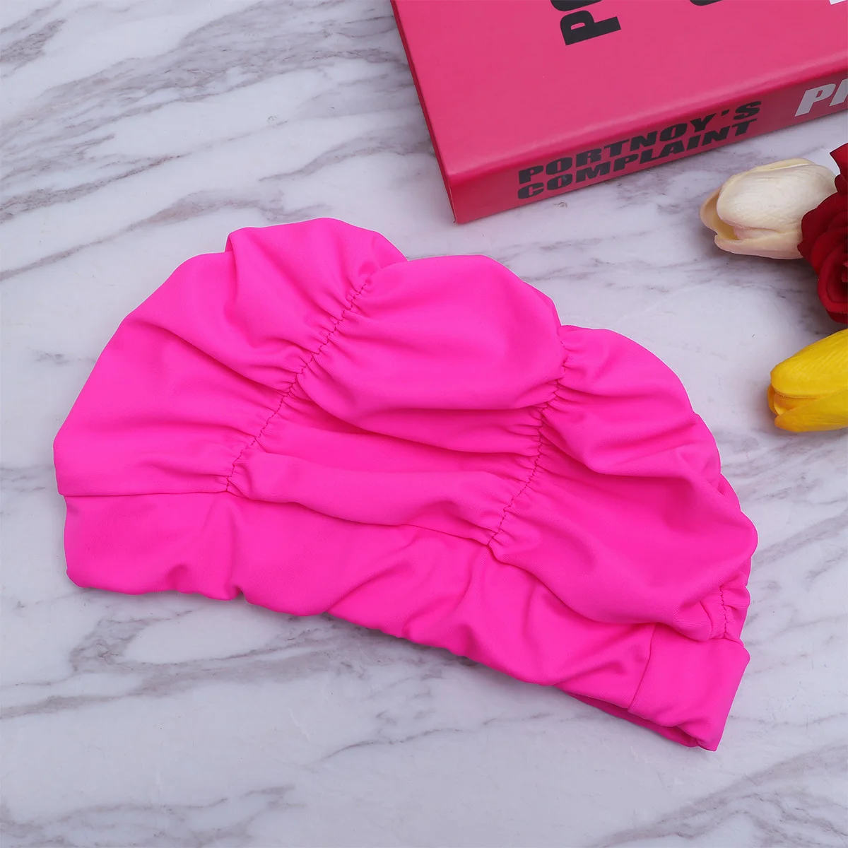 

1Pcs Fashion Pleated Swim Cap Women's Comfortable Lightweight Water-Resistant Hair Protector for Swimming Royalblue Pool Beach