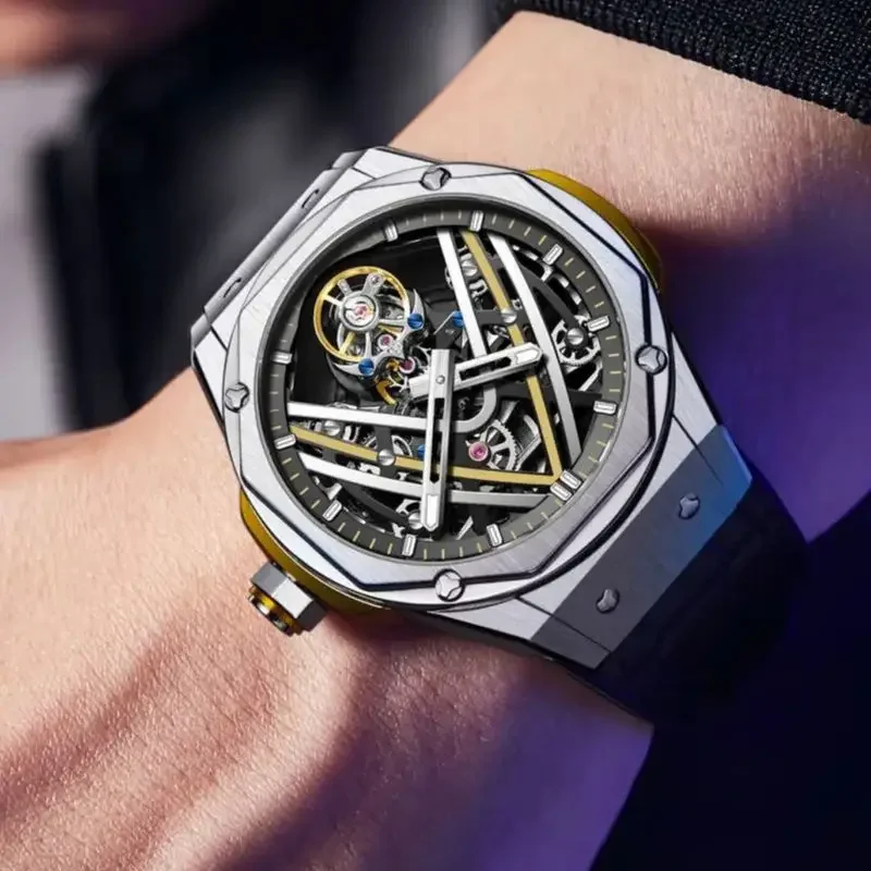 AESOP Flying Tourbillon Watch for Men Skeleton Automatic Tourbillon Movement Mechanical Wrist Watches Mens Fashion Sapphire New