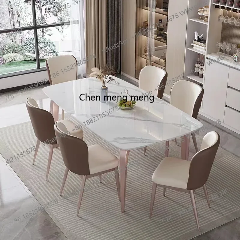 G153 Rock slab dining table and chair combination household modern simple dining table Italian light luxury rectangular dining t