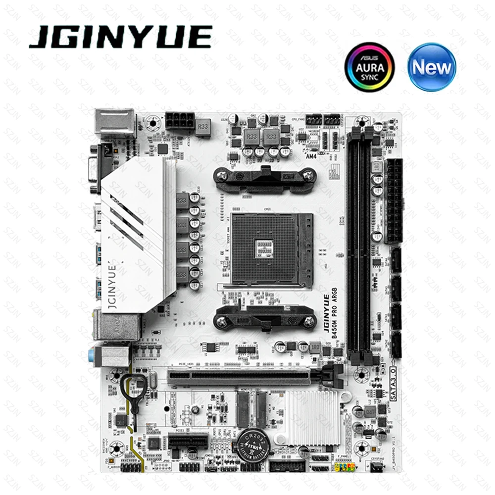 JGINYUE B450M PRO Motherboard AM4 Support Ryzen 3/5/7/9 Processors DDR4 Dual Channel Memory M.2 NVME ARGB Gaming Motherboard