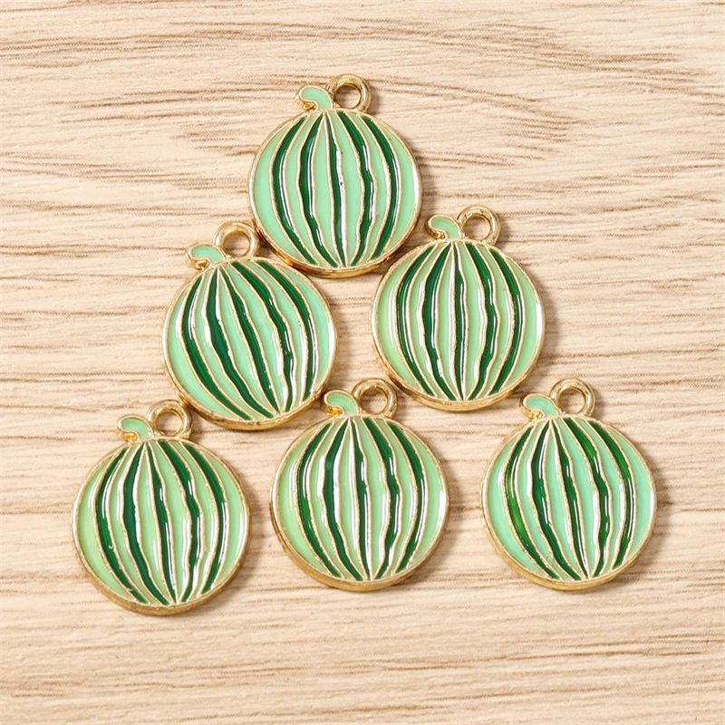 10 Stück 15x17mm Niedliche Emaille-Frucht-Wassermelonen-Anhänger für die Herstellung von Anhängern, Halsketten, Ohrringen, Armbändern, DIY-Handwerk und Schmuckzubehör – Detail 6