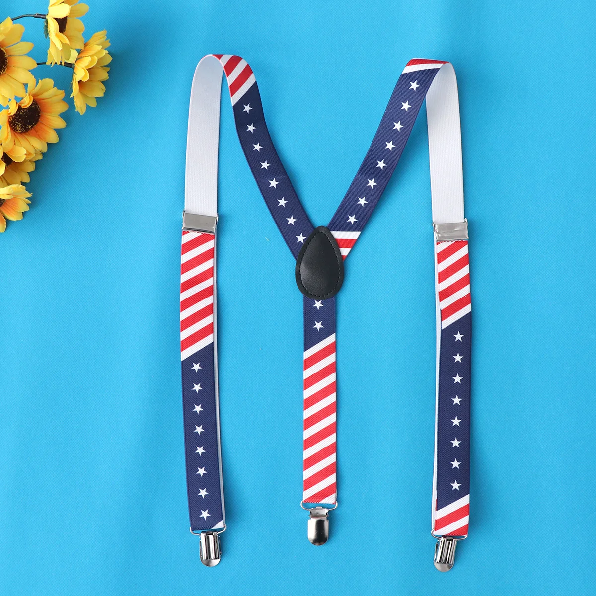 مشبك حمالات مرن على الطباعة، حزام علم عالمي للجنسين، مشابك قوية مريحة قابلة للتعديل تناسب شورت الجينز