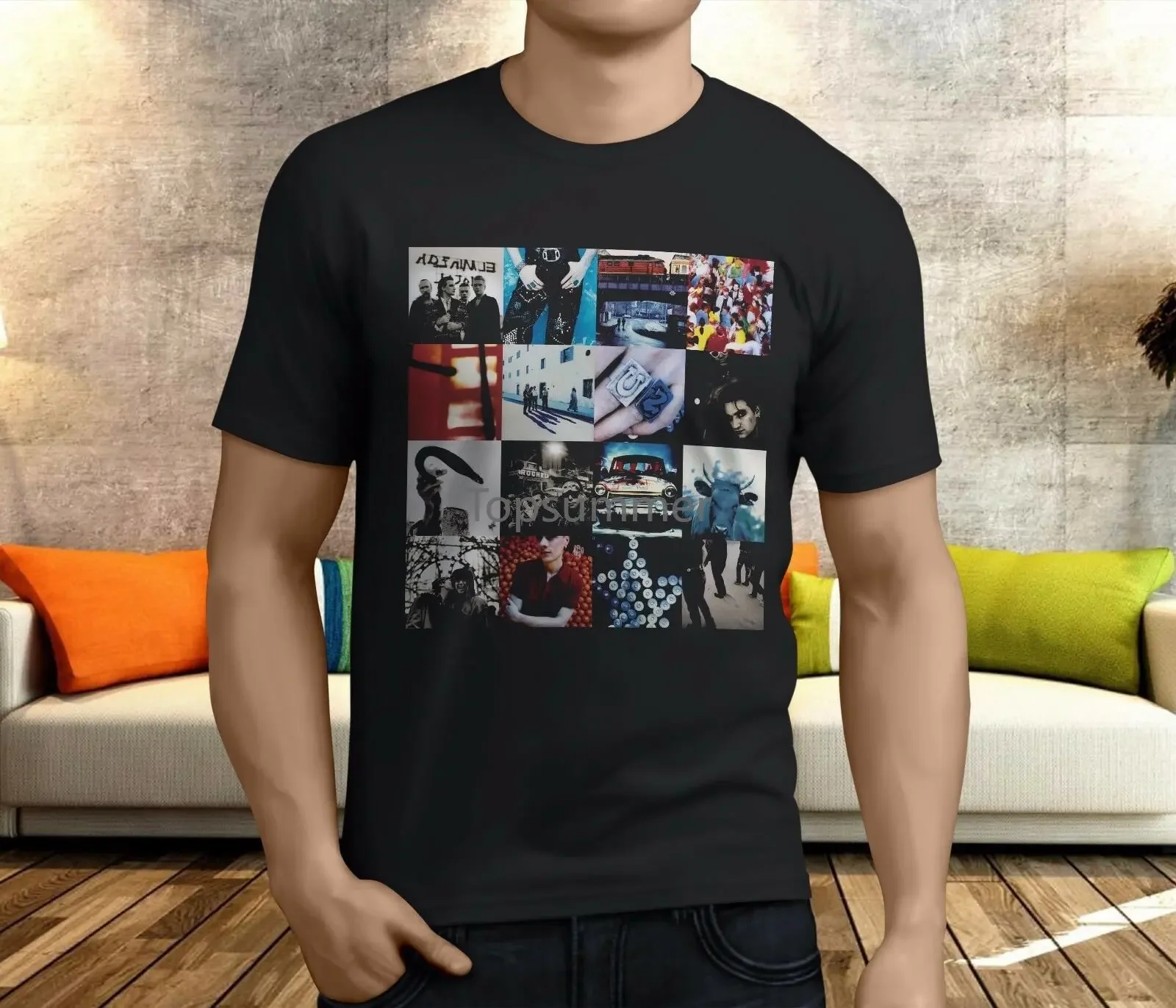 Nouveau Cool U2 Achtung Baby Rock Band Legend T-shirt noir pour hommes Taille S-3Xl