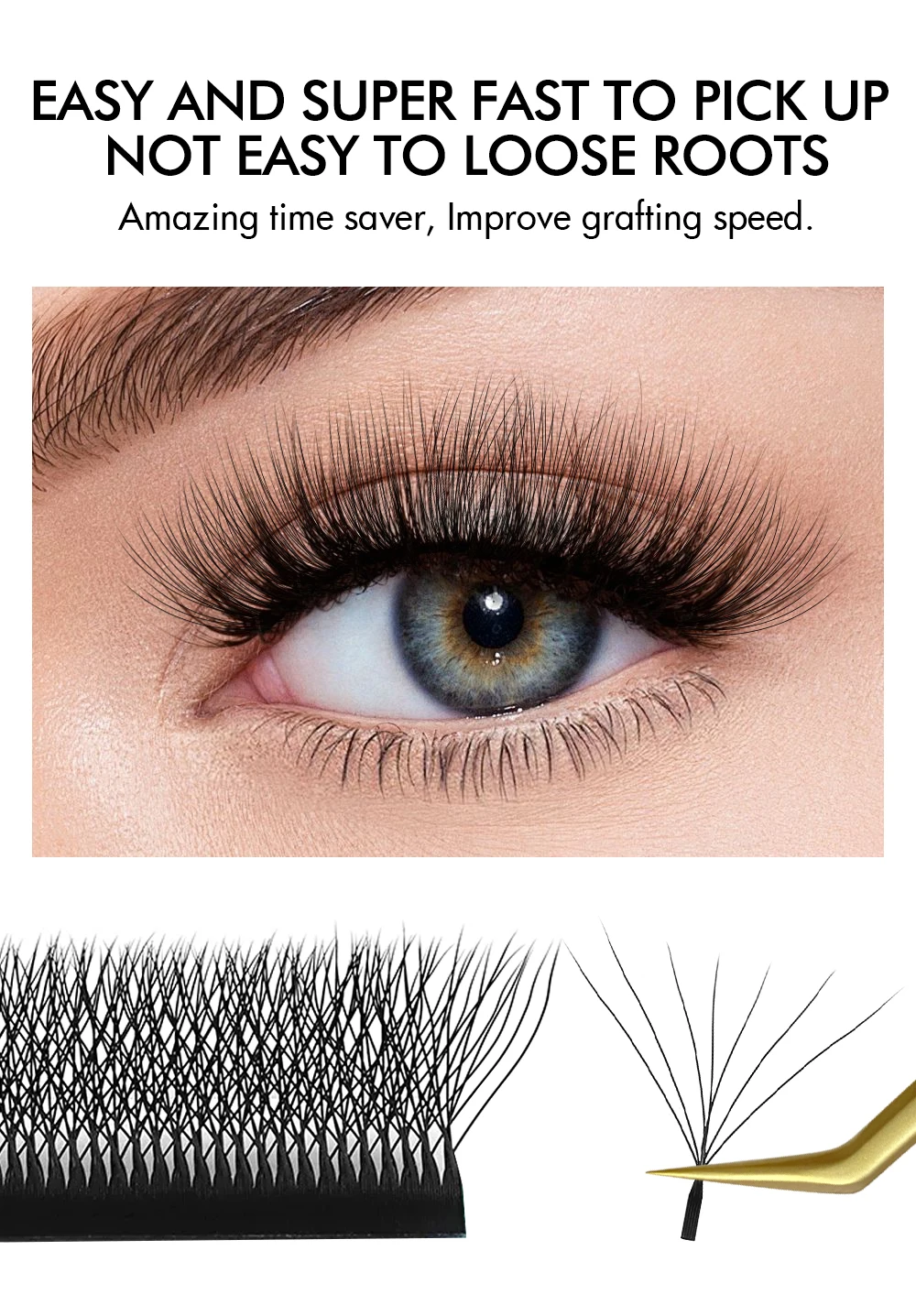 NATUHANA W-Form Vorgefertigte Volumen-Wimpernverlängerungen 5D-8D Weiche Faux-Nerz Natürliche Salon-Wimpern – Detail 4