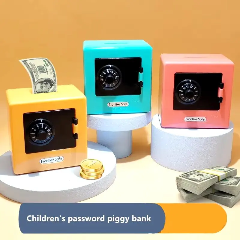 

2PCS Mini Bank Money Box Retro Rotating Password Cash Coins Saving Box Bank Safe Box Automatic Deposit Banknote Christmas Gift