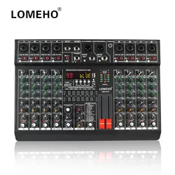 LOMEHO 8-kanałowy mikser dźwięku Audio 7-pasmowy EQ 99 Effect 2 AUX wyjście 48V konsola miksująca z USB Bluetooth Play Mix AM-GT8 stołowy