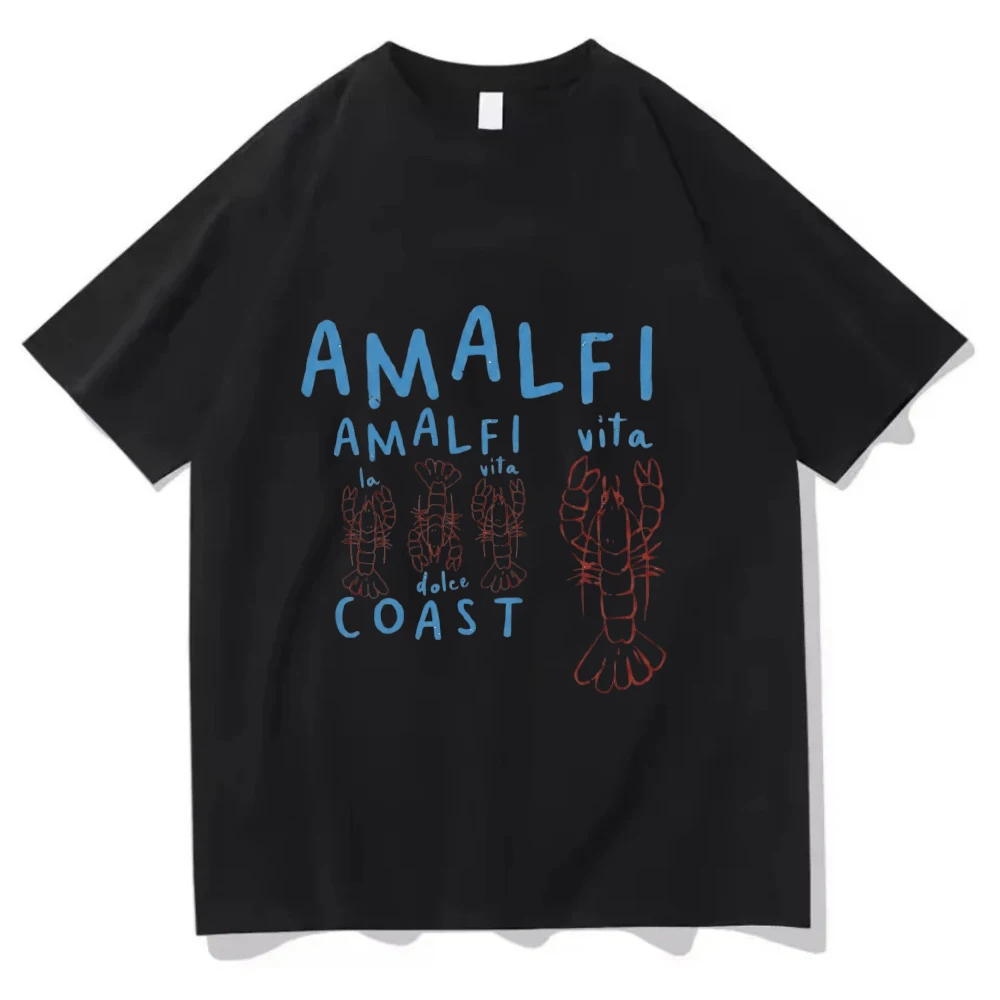 Amalfi Coast T Shirt Italy Lobster Graphic Tee Vintage Summer Beach Style Top Retro Aesthetic Harajuku Streetwear Unisex Tshirt
