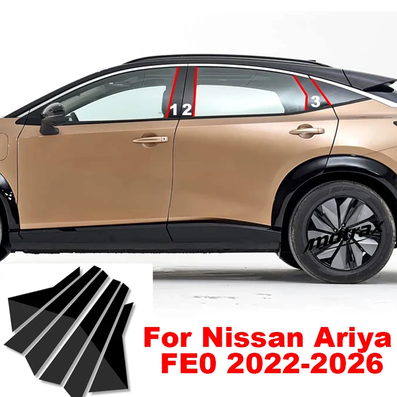 Car Window Trim Cover for Nissan Ariya FE0 2022 2023 2024 2025 2026 B C Column Decal Pillar Posts Door Sticker Gloss Accessories