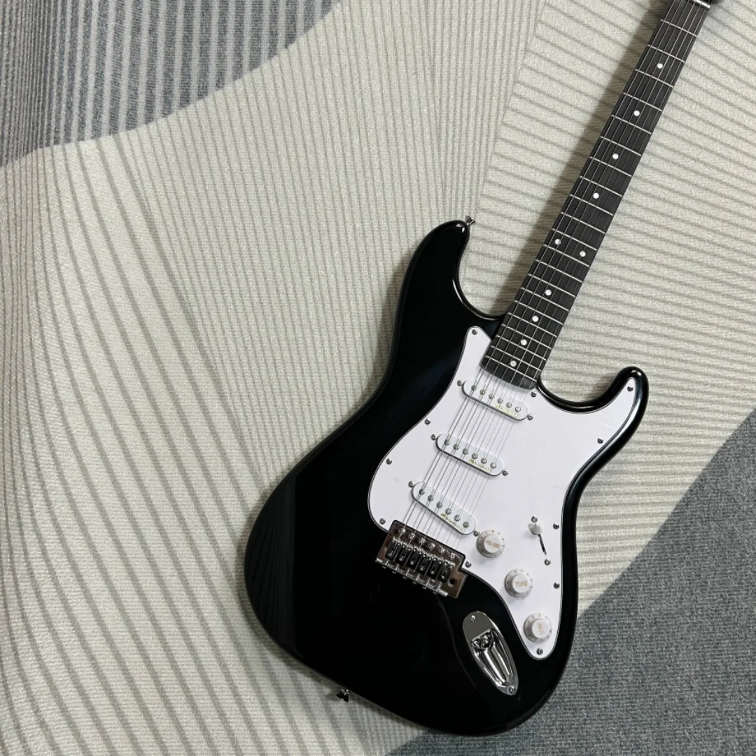 جيتار كهربائي عالي الجودة باللون الأسود ST من خشب الورد ولوحة أصابع SSS التقاطات لعشاق الموسيقى مناسبة لعروض الفرقة المباشرة #1