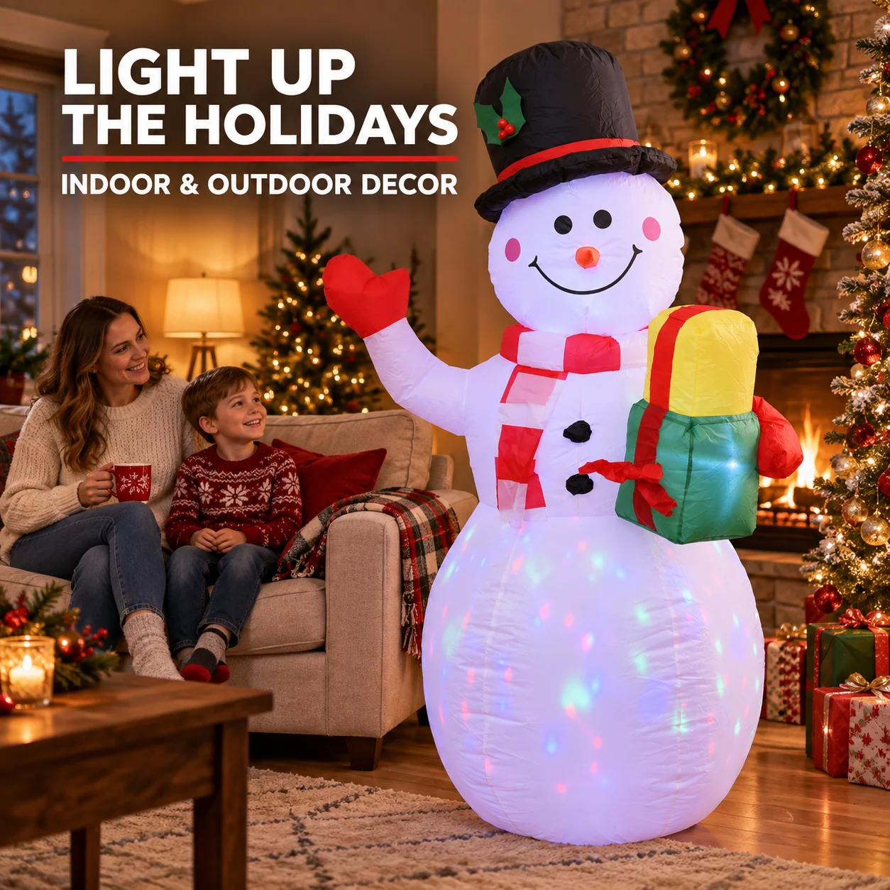Top Kids Xmas Toys - 5FT aufblasbare Weihnachts-Schneemann-Dekoration mit 360°-drehenden, farbigen