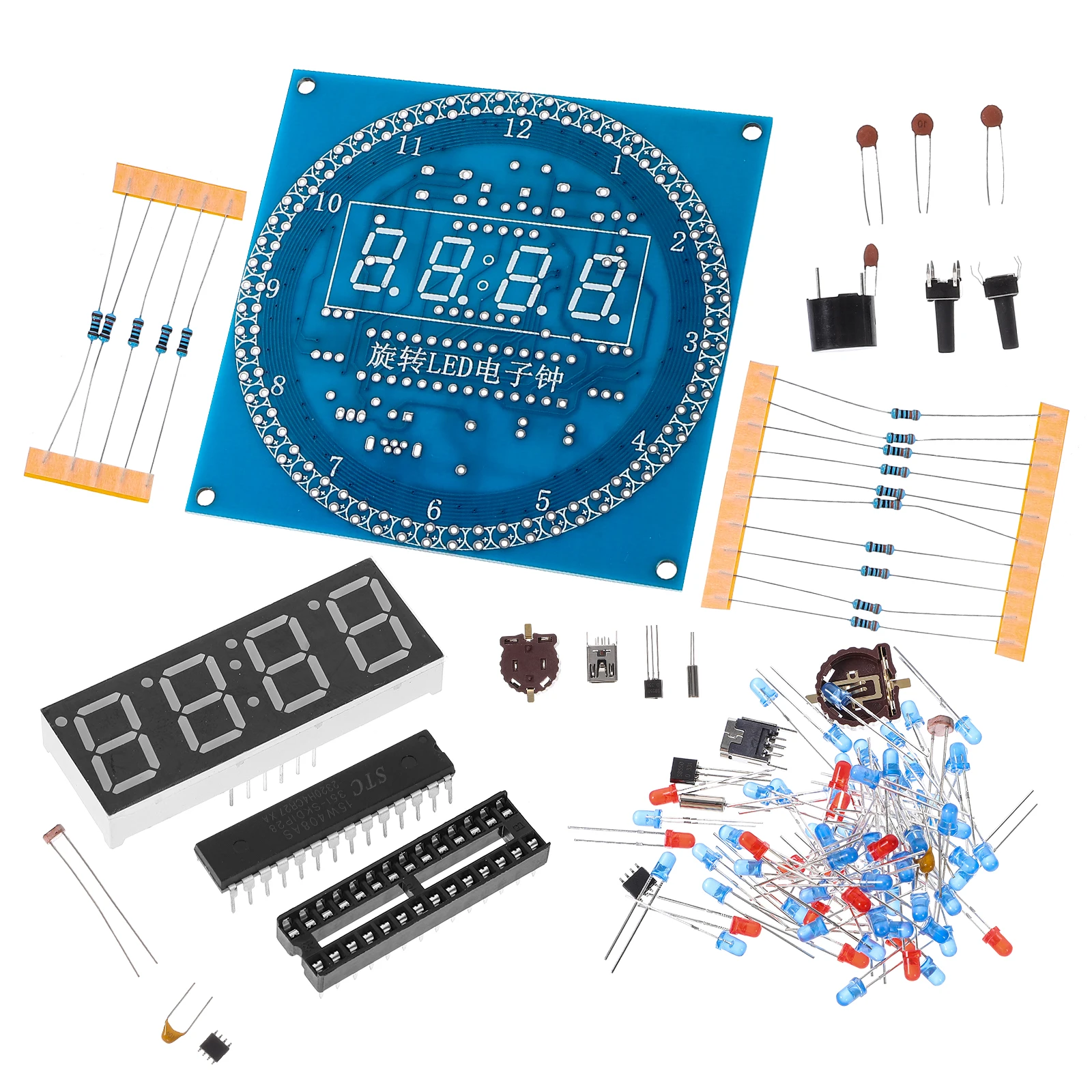 

Digital Electronic Kit LED DIY Led Clock Kit Large Desktop Alarm Clocks Indoor Use Temperature Sensor Light Control