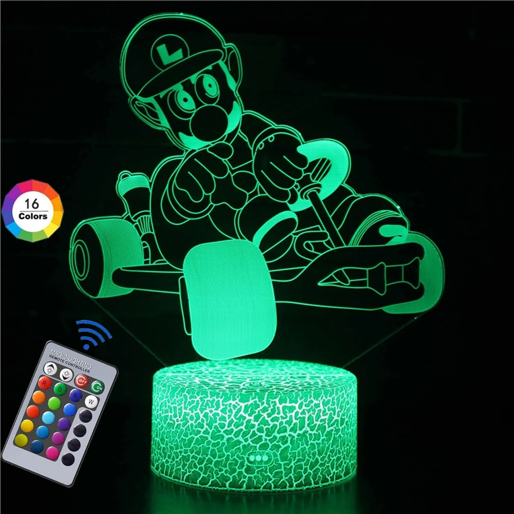 Super Mario Game Cartoon 16 colors Creative 3D Lamp Anime Figure LED Night Lamp Touch Table Lamp Ornaments Kids Toys Gifts