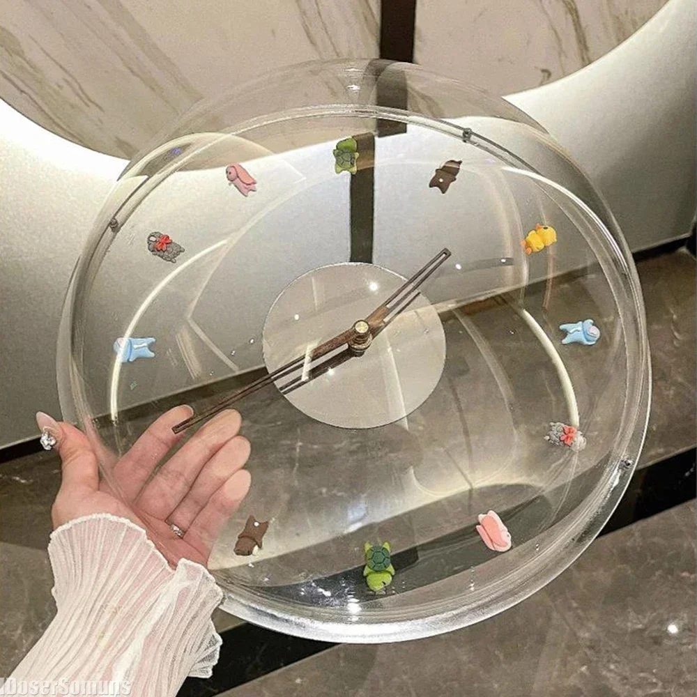 GGE Round Wall Clock Nordic Modern Minimalist Home Living Room Silent Clock INS Bubble Clock Light Luxury Home Decorative Gift
