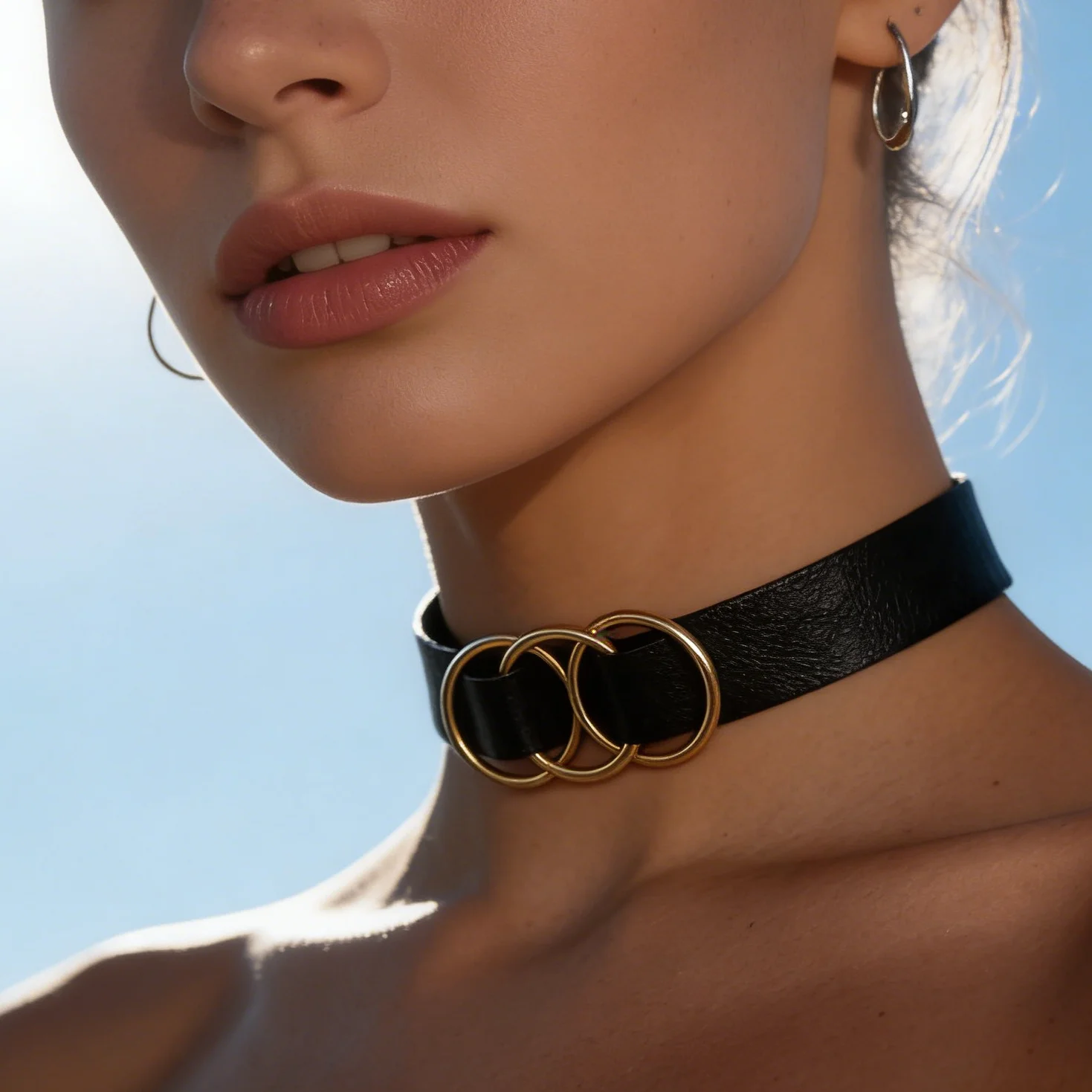 UYEE  Black Multi Color Punk Collar Necklace Sexy PU Leather Heart Lock Key Spike Choker for Women Gothic Cosplay Party Belt