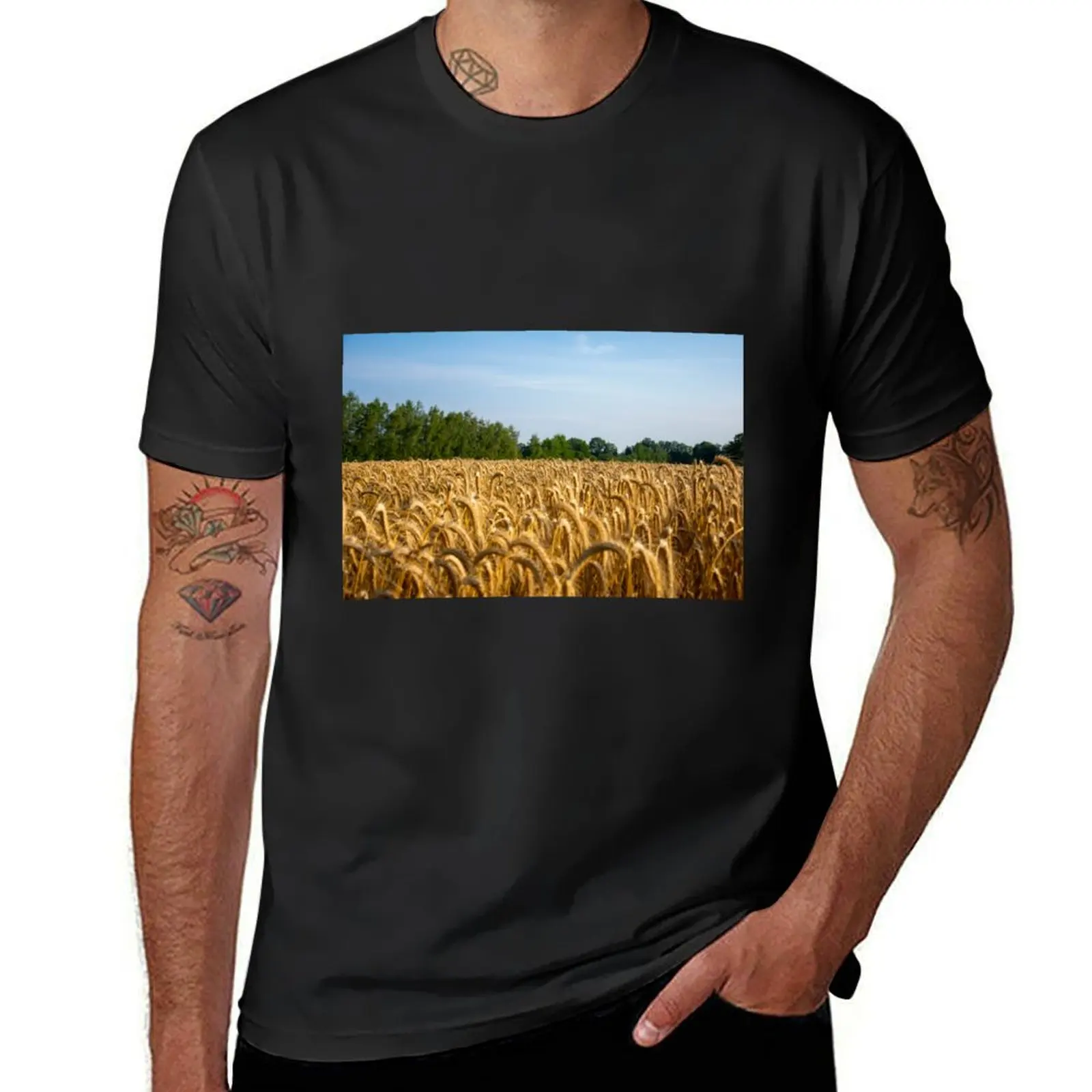 Golden yellow wheat field T-Shirt oversizeds plain customizeds t shirts for men cotton