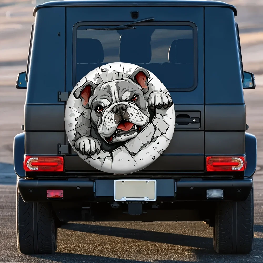1pc Bulldog RV Wheel Cover - Durable Polyester Fabric, Suitable For Trailers, Perfect For Road Trips And Outdoor Adventures, RV