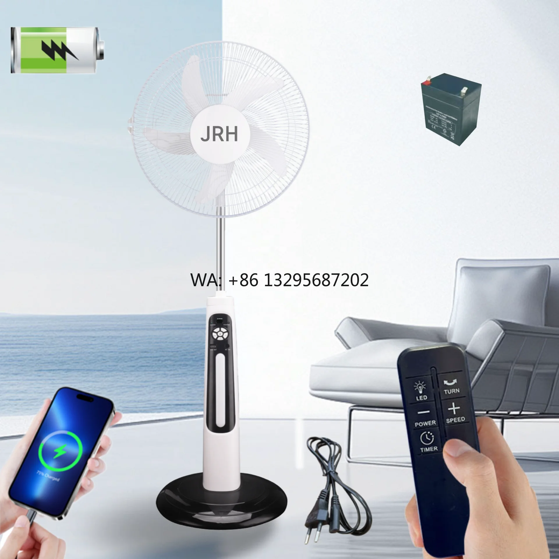 

Factory 12v Dc Solar Ac Dc 16inch 18inch Rechargeable Fan with Battery USB Charge and LED Light Remote Control Solar Fan