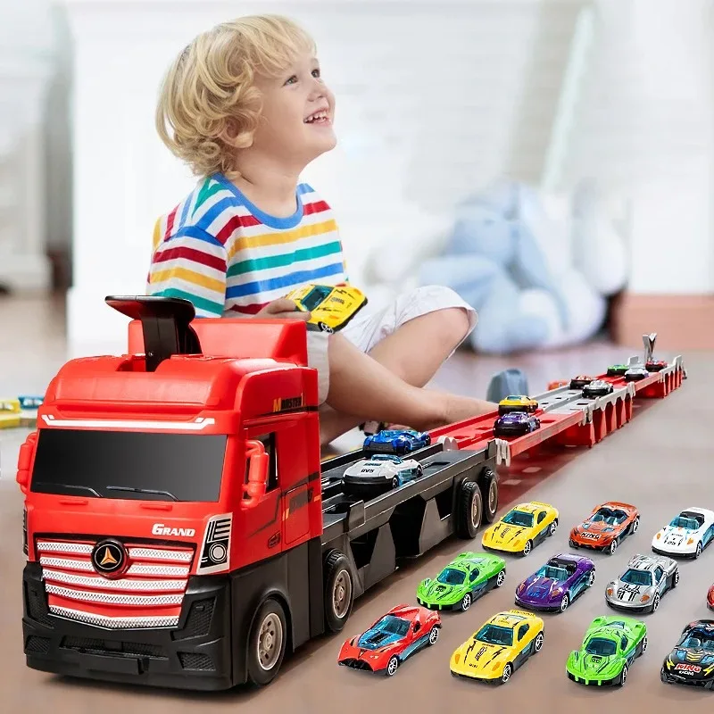 Large Deformation Folding Catapult Track Car Storage Large Container Car Children\'s Car Toy Set, Storage Simple and Not Messy