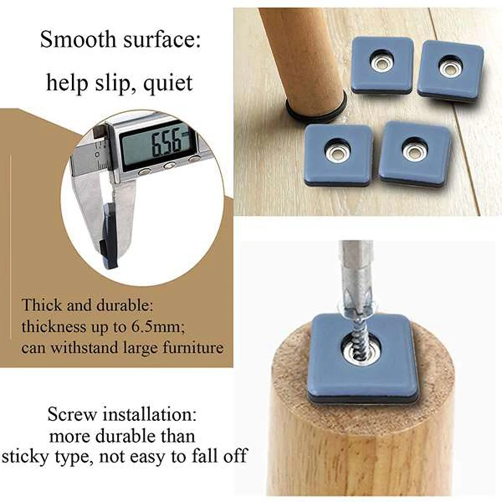 ABGG-40Pcs Furniture Gliders PTFE Easy Moving Sliders With Screw Floor Protector For Tiled Hardwood Floors