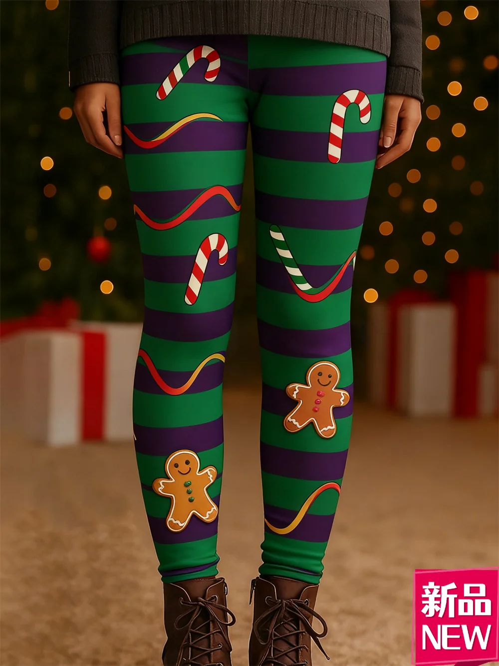 여성용 크리스마스 패턴 탄성 레깅스 3D 프린트 패션 크리에이티브 Y2k 스타일 요가 바지 축제 야외 캐주얼 하이 웨이스트 팬츠