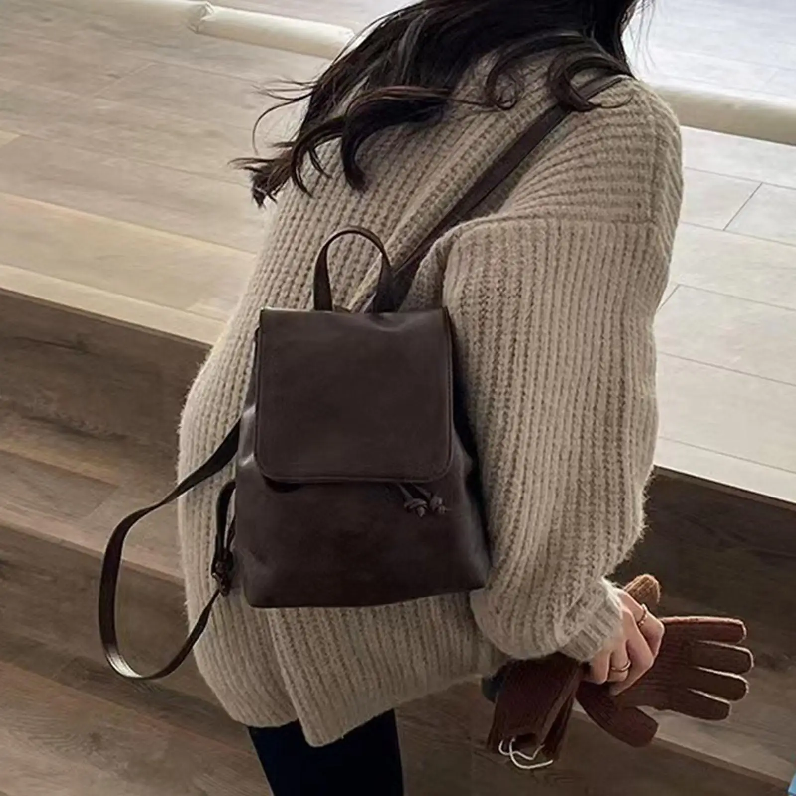 حقيبة ظهر نسائية عصرية ذات سعة كبيرة للتسوق في الهواء الطلق والربيع #4