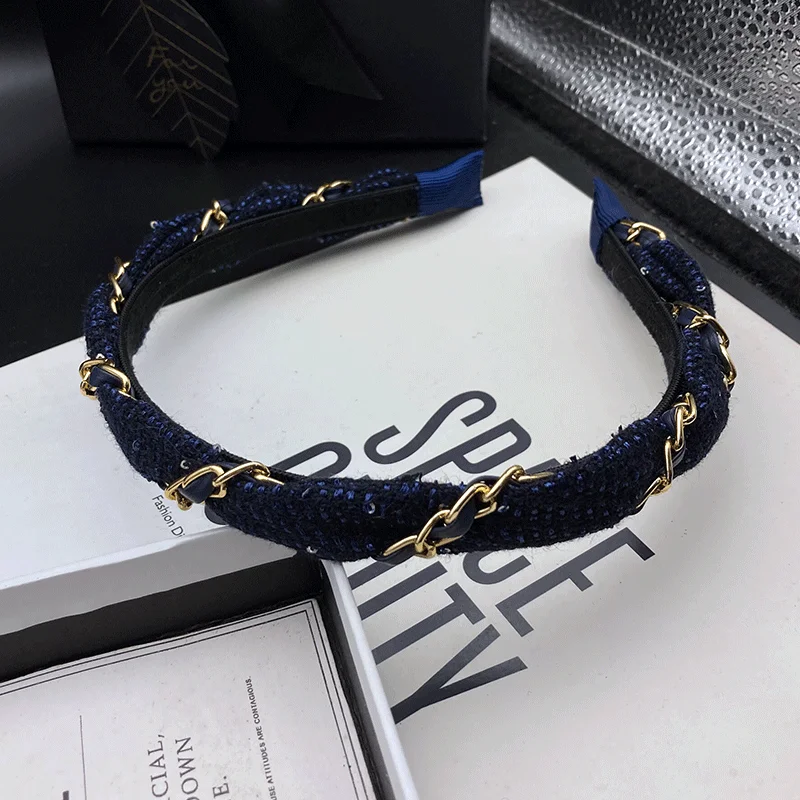 Light Luxury Hairpin Hair Band Women's 2026 Fashion New Style Chain Winding Narrow Edge Headdress Pressure Hair Wash Headband