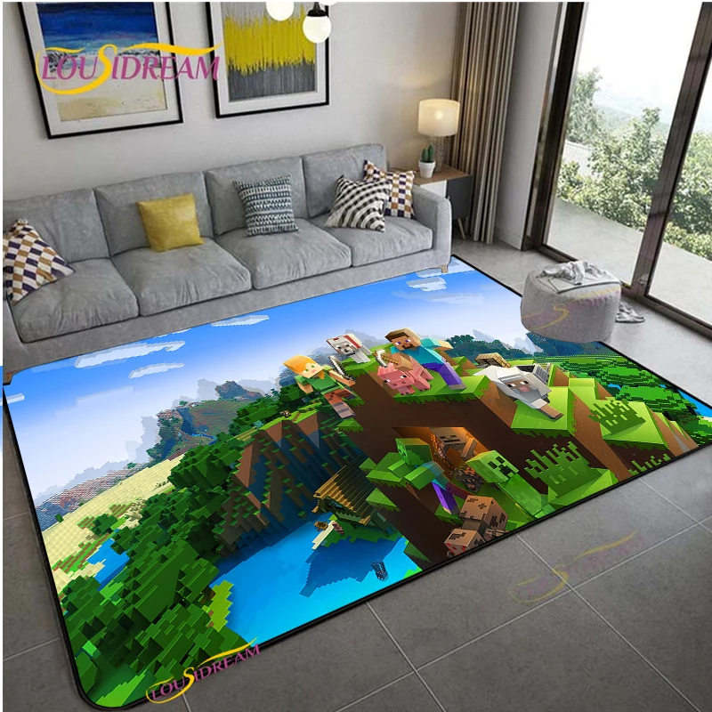 3D M-MINE Sandbox Games Decor Carpet For Living Room Sofa Coffee Table Bedroom Area Rugs Kitchen Kid Un-slip floor Mats Alfombra