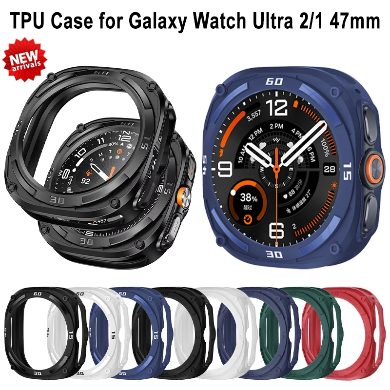 TPU Protector Case for Samsung Galaxy Watch Ultra 2 2026 47mm Soft Silicone Frame Protective Cover for Galaxy Watch 7 Ultra 47mm