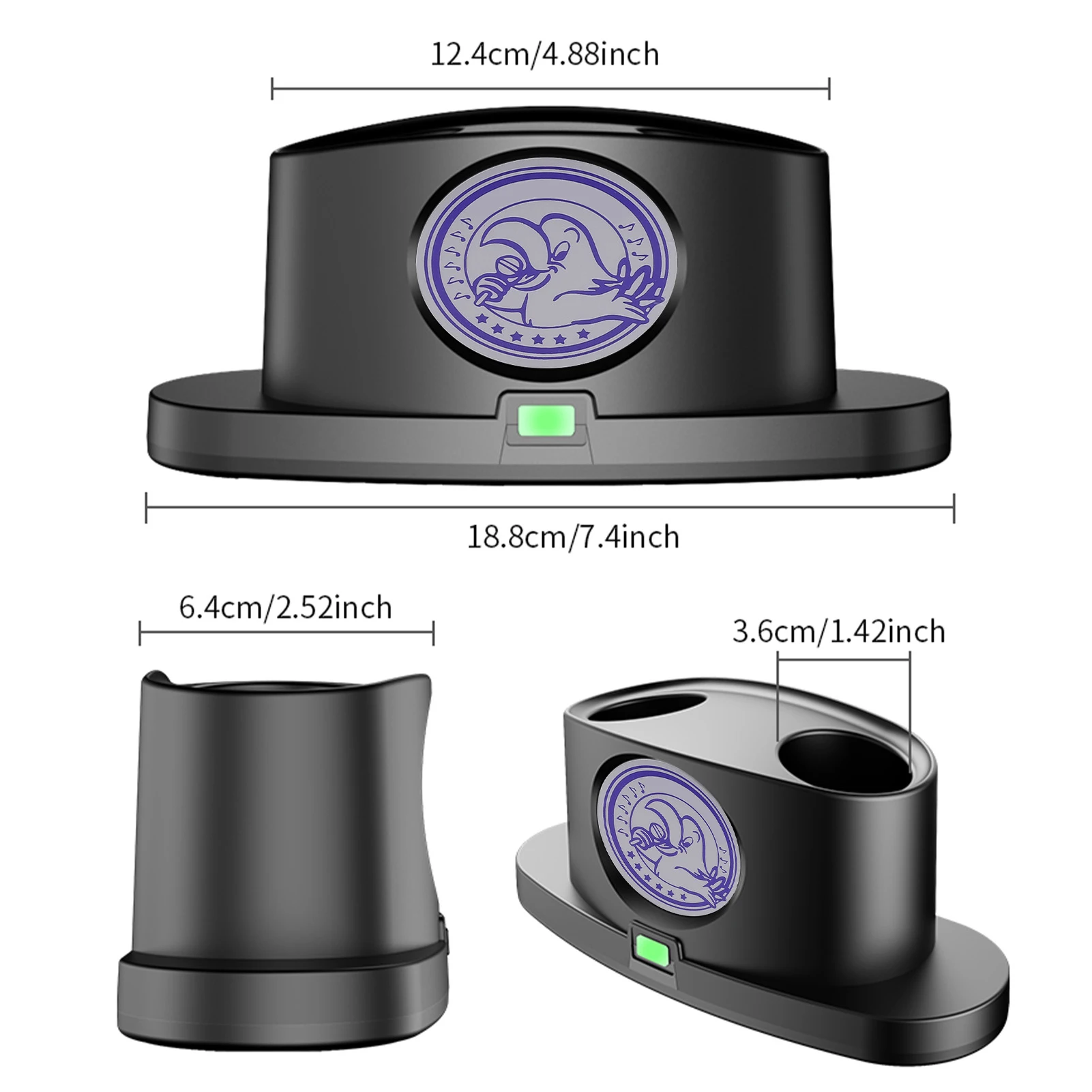 محطة شحن ميكروفون مغناطيسية لاسلكية 2 للميكروفونات، حامل شحن سطح المكتب المحمول، موفر للطاقة الذكية