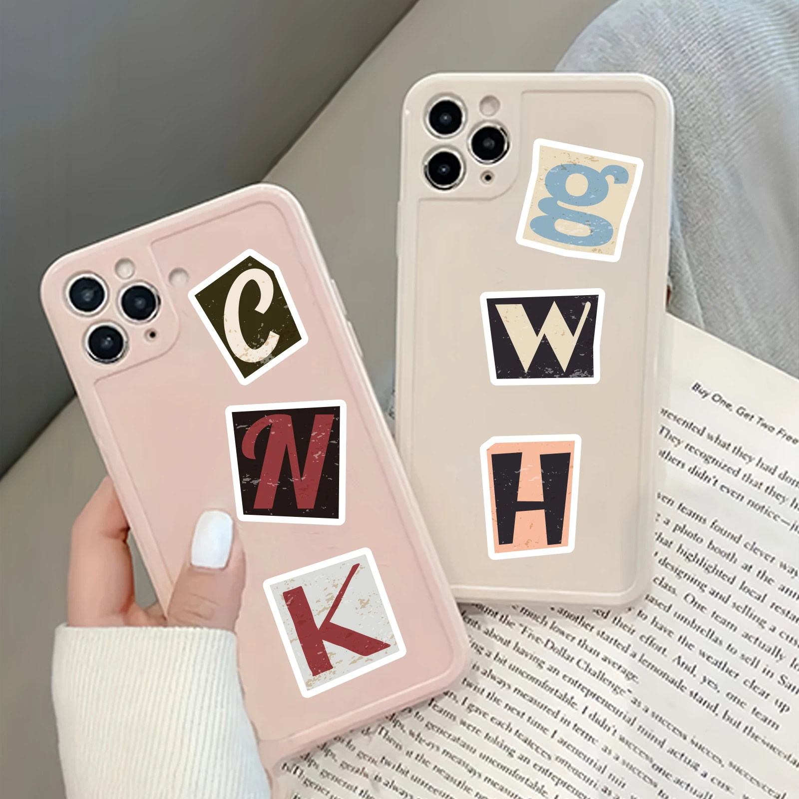 52pcs English Letter Pattern Stickers Are Suitable for Laptops, Mobile Phone Cases, Water Bottles, Suitcases, Handmade Scrapbook