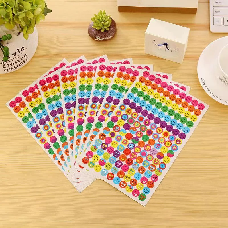 540-1600pcs Smiling Face Stickers & Star Stickers for Kids School Reward Behavior Chart Children's Handmade Scrapbook Decoration