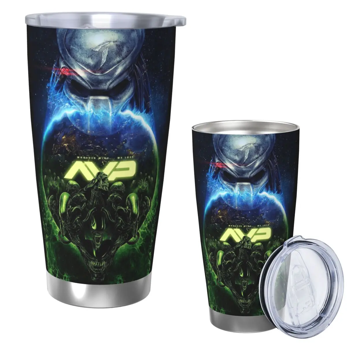 Alien Vs Predator Horror Science Fiction Comics Stainless Steel Tumbler Vacuum Insulated Mugs Thermal Cold Cups Straws Lid 20oz