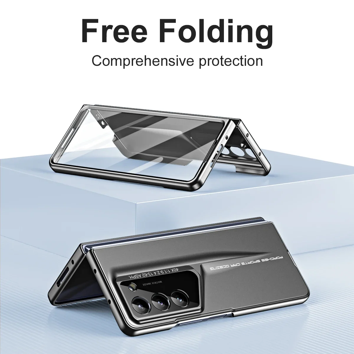 Custodia con cerniera a protezione totale 360 per Samsung Galaxy Z Fold 5 4 con Cover per telefono antiurto opaca con pellicola in vetro temperato