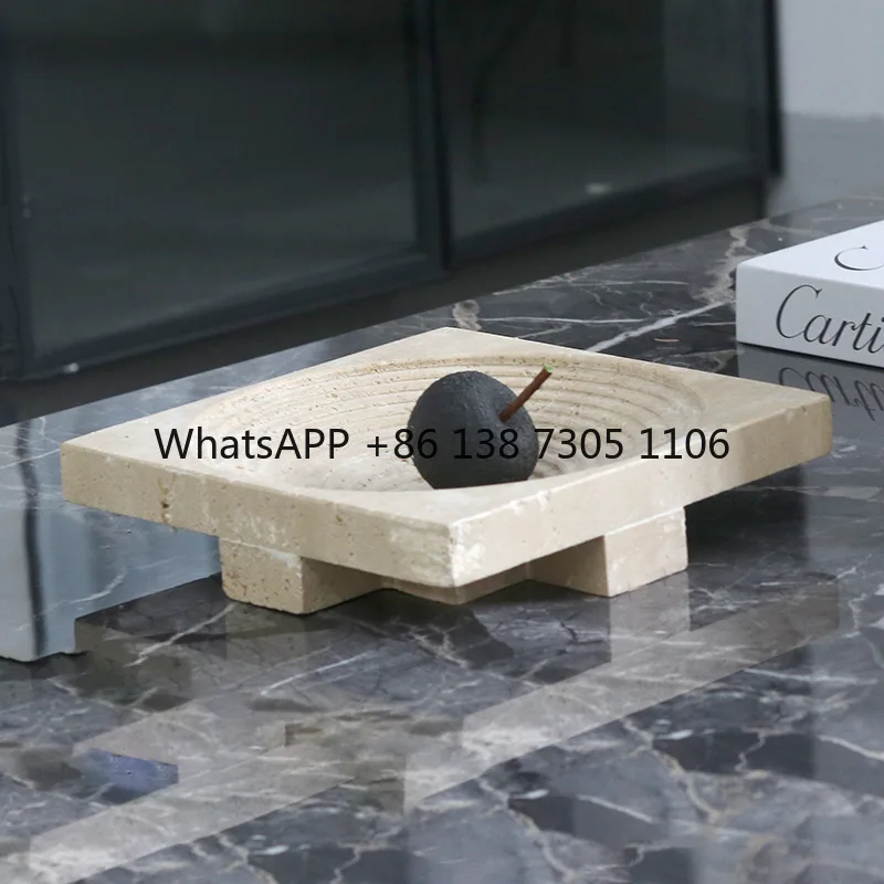 

Wabi Sand Wind Imitation Travertine Geometric Square Step Fruit Plate Ornament Tabletop Art Ornament