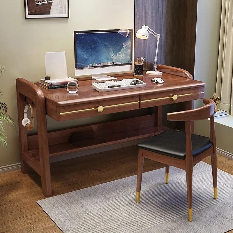Solid Wood Desk Modern Light Luxury Study Computer Table Small Apartment Home Bedroom Student Learning Writing Desk