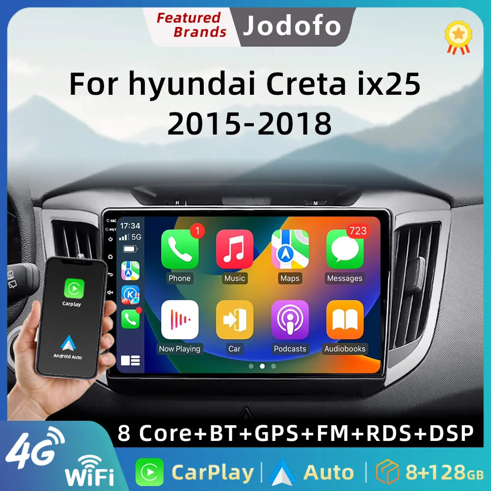 

2 Din Android 12 Car Radio For Hyundai Creta ix25 2015-2019 Multimedia Video Player GPS 4G Carplay Auto Stereo RDS DVD Head Unit