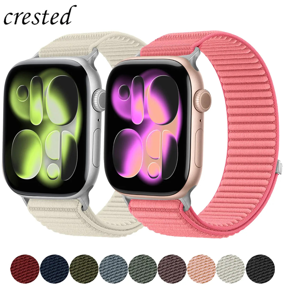 Nylon-Schlaufenarmband für Apple Watch Band 40 mm 44 mm 42 mm 46 mm 49 mm 45 mm 41 mm 38 mm Sport Correa iWatch Serie 11 10 9 8 7 Ultra2 SE 3